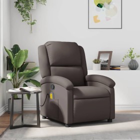Sillón de masaje eléctrico cuero auténtico marrón oscuro en Sillones | Comprar online en Foru.es