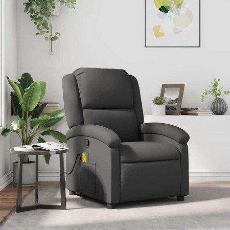Sillón reclinable de masaje cuero auténtico gris en Sillones | Comprar online en Foru.es