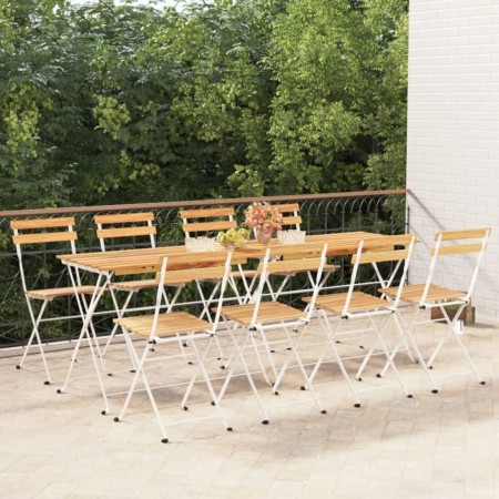 Sillas cafetería plegables 8 uds acero y madera maciza acacia de vidaXL, Sillas de jardín - Ref: Foro24-3152109, Precio: 269,...
