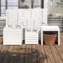 Juego de cajas de jardín 4 piezas madera maciza de pino blanco de vidaXL, Cajas de almacenaje para exteriores - Ref: Foro24-3...