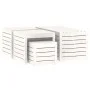 Juego de cajas de jardín 4 piezas madera maciza de pino blanco de vidaXL, Cajas de almacenaje para exteriores - Ref: Foro24-3...