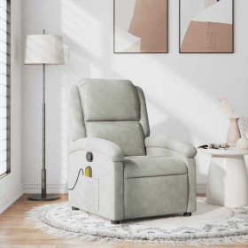 Sillón reclinable de masaje terciopelo gris claro en Sillones | Comprar online en Foru.es