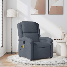 Sillón de masaje reclinable de terciopelo gris oscuro en Sillones | Comprar online en Foru.es