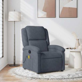 Sillón de masaje reclinable de terciopelo gris oscuro en Sillones | Comprar online en Foru.es