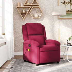 Sillón de masaje reclinable de terciopelo vino tinto en Sillones | Comprar online en Foru.es