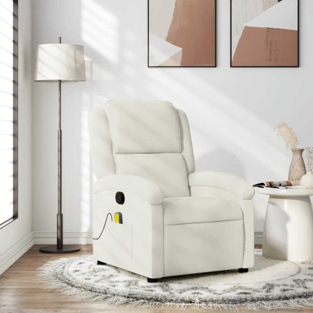 Sillón de masaje reclinable de terciopelo crema en Sillones | Comprar online en Foru.es