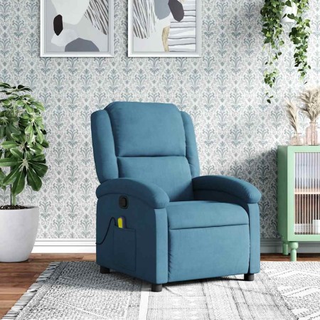 Sillón de masaje reclinable de terciopelo azul en Sillones | Comprar online en Foru.es