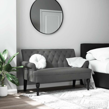 Banco con respaldo Tela Gris Oscuro 120x62x75,5 cm en Bancos | Comprar online en Foru.es