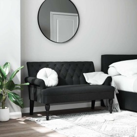 Banco con respaldo de tela negro 120x62x75,5 cm en Bancos | Comprar online en Foru.es