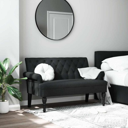 Banco con respaldo de tela negro 120x62x75,5 cm en Bancos | Comprar online en Foru.es