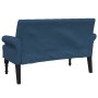 Banco con respaldo tela azul 120x62x75,5 cm en Bancos | Comprar online en Foru.es
