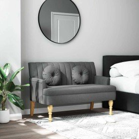 Banco con cojines tela gris oscuro 113x64,5x75,5 cm en Bancos | Comprar online en Foru.es