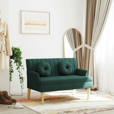 Banco con cojines tela verde oscuro 113x64,5x75,5 cm en Bancos | Comprar online en Foru.es