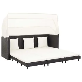 Garden 3-seater sofa bed with black synthetic rattan canopy by vidaXL, Outdoor sofas - Ref: Foro24-46075, Price: 665,95 €, Di...