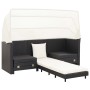Sofá cama de jardín 3 plazas con capota ratán sintético negro de vidaXL, Sofás de exterior - Ref: Foro24-46075, Precio: 673,9...
