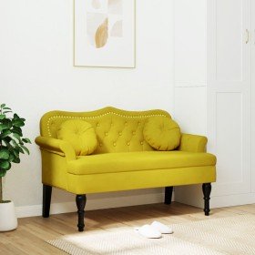 Banco con cojines terciopelo amarillo 120,5x65x75 cm en Bancos | Comprar online en Foru.es