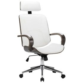 Silla oficina con reposacabezas cuero sintético madera blanco de vidaXL, Sillas de oficina - Ref: Foro24-283135, Precio: 191,...