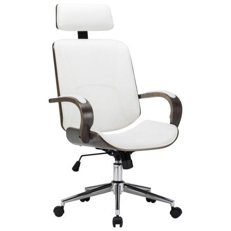 Silla oficina con reposacabezas cuero sintético madera blanco de vidaXL, Sillas de oficina - Ref: Foro24-283135, Precio: 191,...