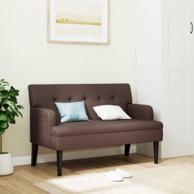 Banco con respaldo cuero sintético marrón 112x65,5x75 cm en Bancos | Comprar online en Foru.es