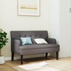 Banco con respaldo cuero sintético gris 112x65,5x75 cm en Bancos | Comprar online en Foru.es