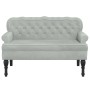 Banco con respaldo de terciopelo gris claro 119,5x64,5x75 cm en Bancos | Comprar online en Foru.es