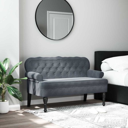 Banco con respaldo terciopelo gris oscuro 119,5x64,5x75 cm en Bancos | Comprar online en Foru.es