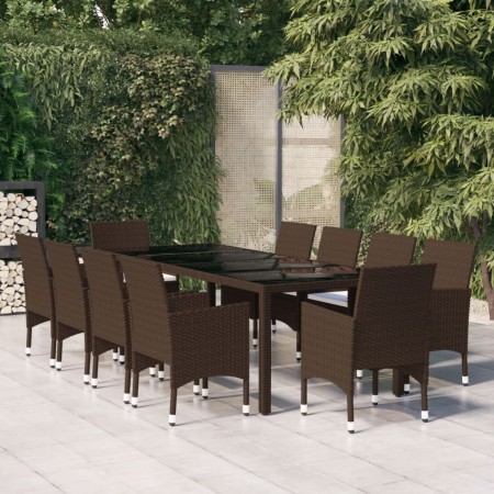 Juego de comedor de jardín 11 piezas ratán sintético marrón de vidaXL, Conjuntos de jardín - Ref: Foro24-3058575, Precio: 793...