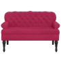 Banco con respaldo terciopelo rojo tinto 119,5x64,5x75 cm en Bancos | Comprar online en Foru.es