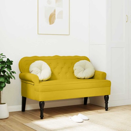 Banco con respaldo terciopelo amarillo 119,5x64,5x75 cm en Bancos | Comprar online en Foru.es