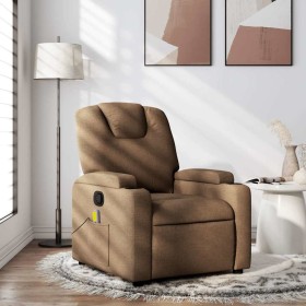 Sillón reclinable con masaje de tela marrón en Sillones | Comprar online en Foru.es