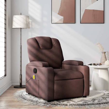 Sillón de masaje reclinable de tela marrón oscuro en Sillones | Comprar online en Foru.es