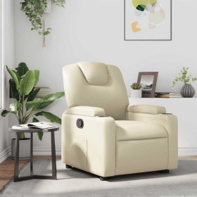 Sillón reclinable de cuero sintético crema en Sillones | Comprar online en Foru.es