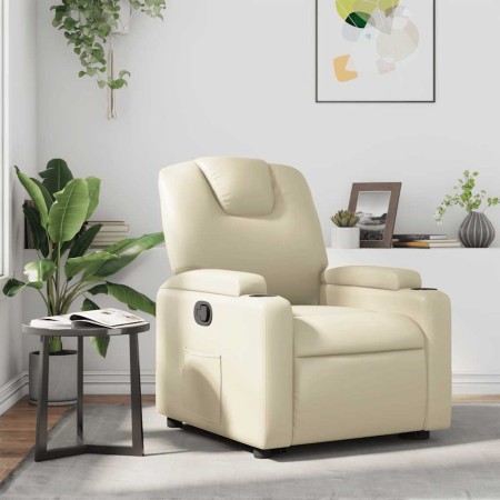 Sillón reclinable de cuero sintético crema en Sillones | Comprar online en Foru.es