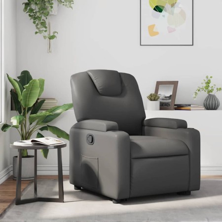 Sillón reclinable de cuero sintético gris en Sillones | Comprar online en Foru.es