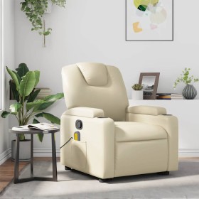 Sillón reclinable de masaje cuero sintético crema en Sillones | Comprar online en Foru.es
