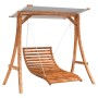 Tumbona columpio con toldo madera maciza abeto acabado de teca de vidaXL, Balancines de jardín - Ref: Foro24-3200619, Precio:...