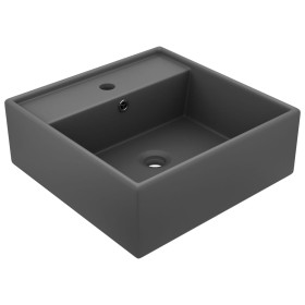 Lavabo lujoso cuadrado rebosadero cerámica gris oscuro 41x41 cm de vidaXL, Lavabos - Ref: Foro24-146950, Precio: 85,96 €, Des...