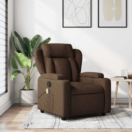Sillón reclinable con masaje de tela marrón en Sillones | Comprar online en Foru.es