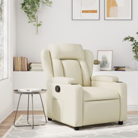 Sillón reclinable de cuero sintético crema en Sillones | Comprar online en Foru.es