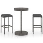 Set muebles bar jardín 3 piezas y cojines ratán sintético gris en Conjuntos de jardín | Comprar online en Foru.es