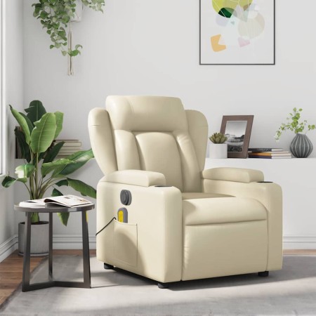 Sillón reclinable de masaje cuero sintético crema en Sillones | Comprar online en Foru.es