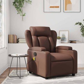 Sillón de masaje reclinable cuero sintético marrón en Sillones | Comprar online en Foru.es