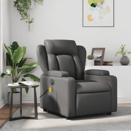Sillón de masaje reclinable cuero sintético gris en Sillones | Comprar online en Foru.es