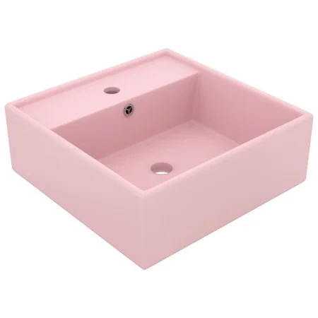 Lavabo lujoso cuadrado rebosadero cerámica rosa mate 41x41 cm by vidaXL, Sinks - Ref: Foro24-146944, Price: 96,22 €, Discount: %