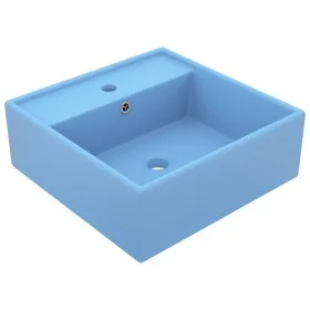 Lavabo cuadrado rebosadero cerámica azul claro mate 41x41 cm de vidaXL, Lavabos - Ref: Foro24-146945, Precio: 79,06 €, Descue...