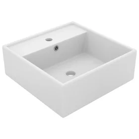 Lavabo cuadrado rebosadero cerámica blanco mate 41x41 cm de vidaXL, Lavabos - Ref: Foro24-146943, Precio: 99,68 €, Descuento: %