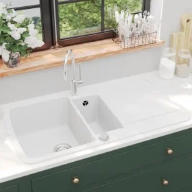 Kitchen sink with two white granite bowls by vidaXL, Sinks - Ref: Foro24-144855, Price: 242,87 €, Discount: %