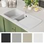 Fregadero de cocina con dos senos de granito blanco de vidaXL, Fregaderos - Ref: Foro24-144855, Precio: 262,33 €, Descuento: %