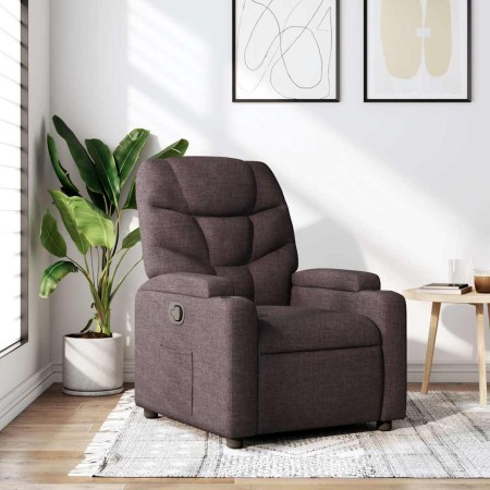 Sillón reclinable de tela marrón oscuro en Sillones | Comprar online en Foru.es