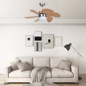 Ventilador de techo con lámpara marrón claro 76 cm de vidaXL, Ventiladores de techo - Ref: Foro24-51489, Precio: 114,84 €, De...